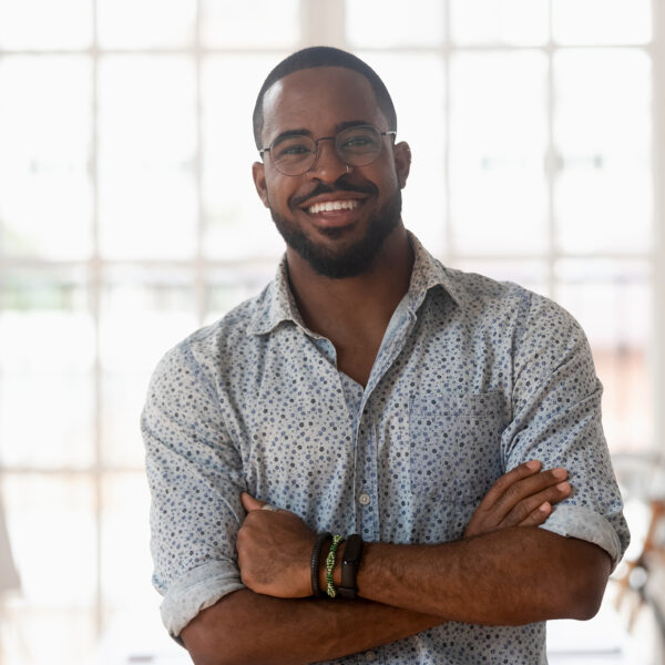 Headshot,Close,Up,Portrait,Of,Smiling,African,American,Millennial,Employee
