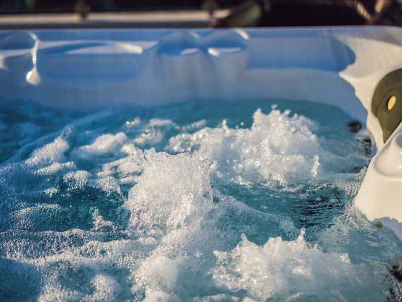 Hot,Tub,Hydromassage,Pool.,Illuminated,Pool.,Rest,Outside,The,City.